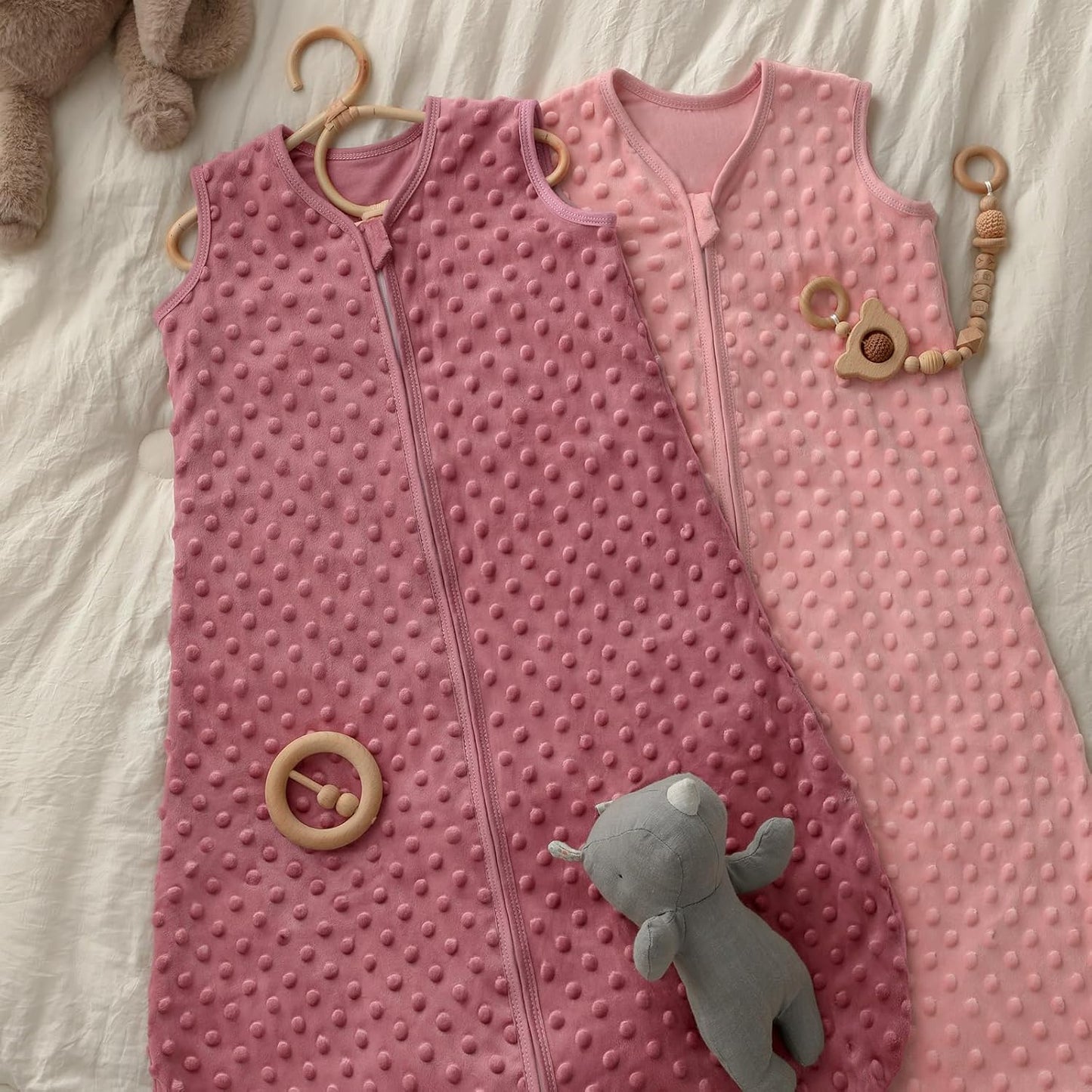 Yoofoss Baby Sleep Sack - Fleece Wearable Blanket for 6-12 Months | Plush Dots & 2-Way Zipper, TOG 1.5