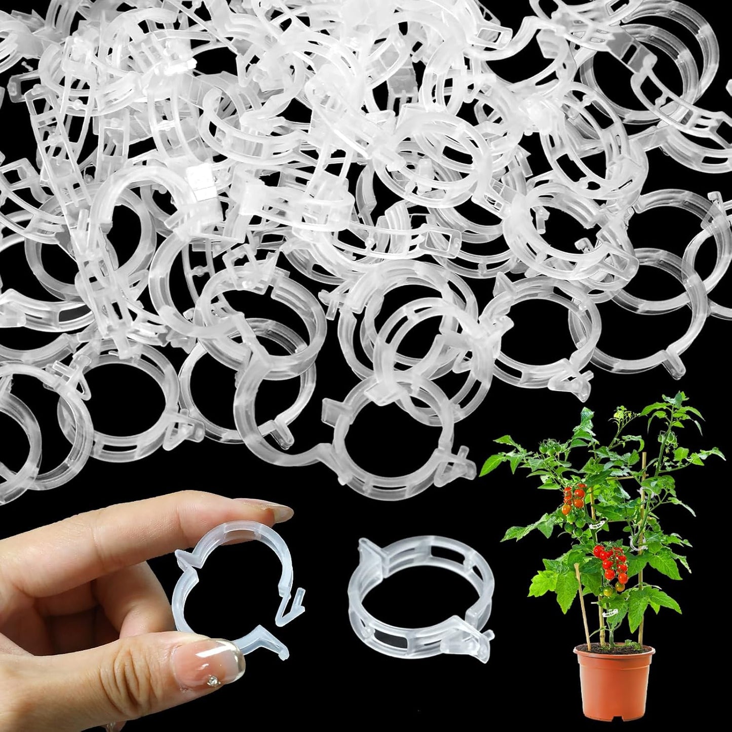 Skiennix 200 Pcs Plant Clips - Durable Support for Climbing Plants, Tomatoes & Vines | Garden Essential