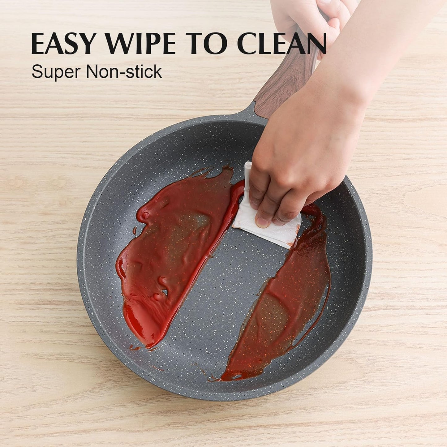 SENSARTE 13-Piece Nonstick Cookware Set - Swiss Granite Coating, Stay-Cool Handles, PFOA Free