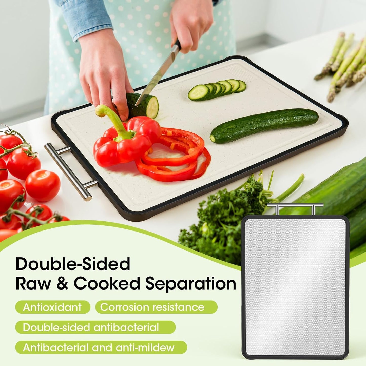 Stainless Steel Cutting Board - Double-Sided 316 Stainless Steel | 2-in-1 Chopping Board 16" x 11" for Meat & Vegetables