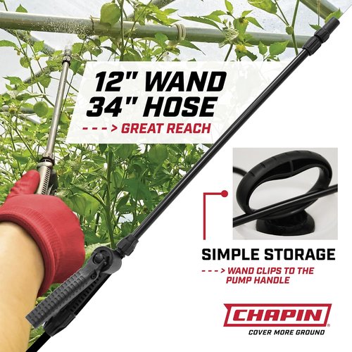 Chapin 20004 Pump Sprayer - 1-Gallon Translucent Tank with Adjustable Nozzle & Long Reach Hose for Fertilizers, Pesticides, Weeds & Pests