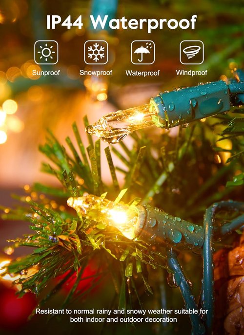 Brightown Clear Christmas String Lights - 50 Count Mini Incandescent Bulbs for Indoor/Outdoor Decor | 10 Feet, Green Wire