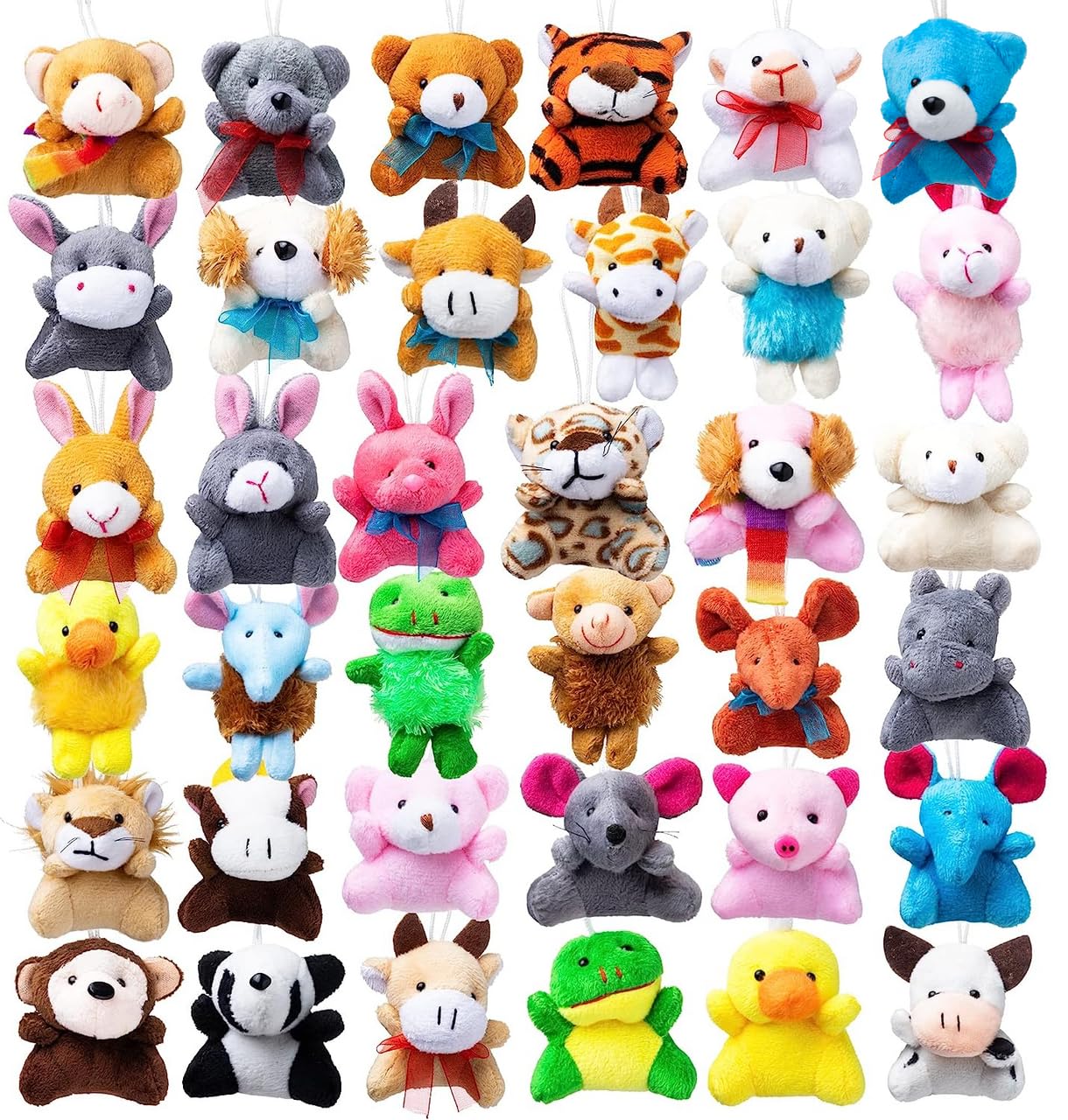 JOYIN 36 Pack Mini Animal Plush Toy Assortment (36 Units 3" Each),Bulk Stuffed Animals Party Favors for Kids, Small Animals Plush Keychain Decoration, Carnival Prizes, Birthday Treasure Box Toys