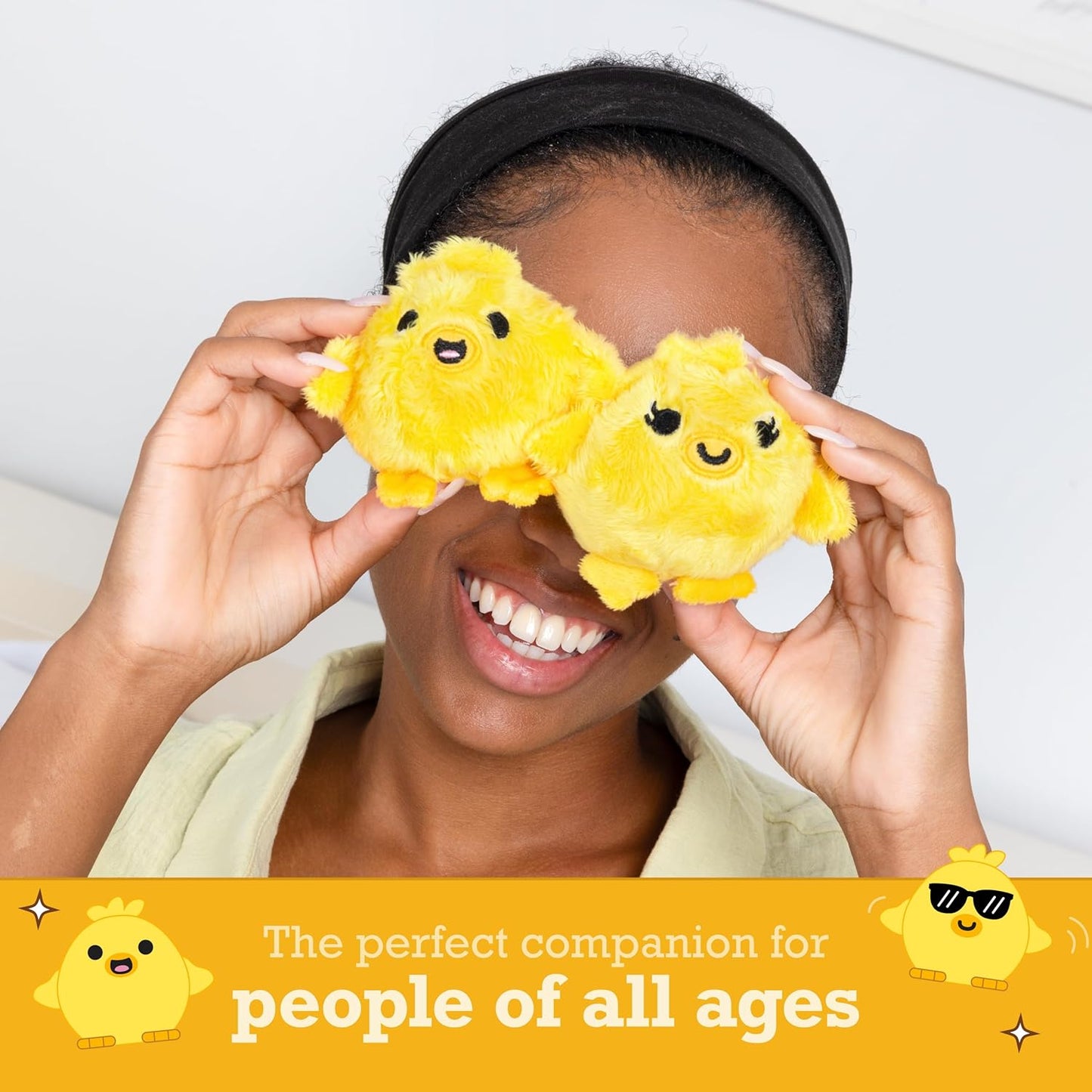 Relatable Emotional Support Chickies - Cuddly Plush Stuffed Animals | 5 Squishy Toys with Carrying Basket