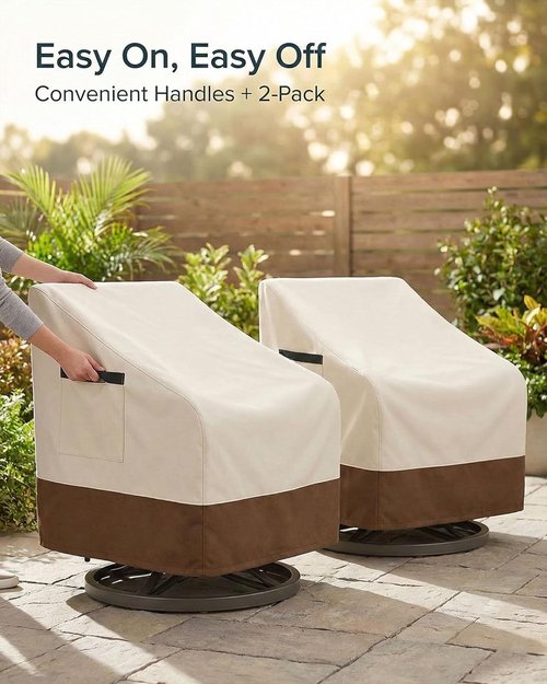 Heavy Duty Waterproof Patio Chair Covers by [Brand Name] | UV & Fade Resistant | 28W x 32D x 36H in, 2-Pack Beige & Brown