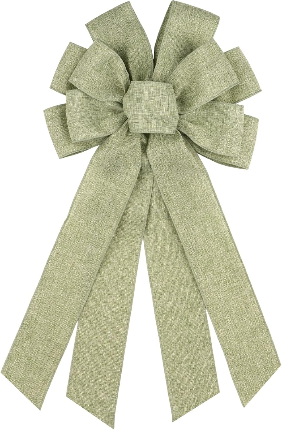 Skiennix Mint Green Large Bow - 11x21 Inch Linen Texture Wired Ribbon for Wreaths & Decor