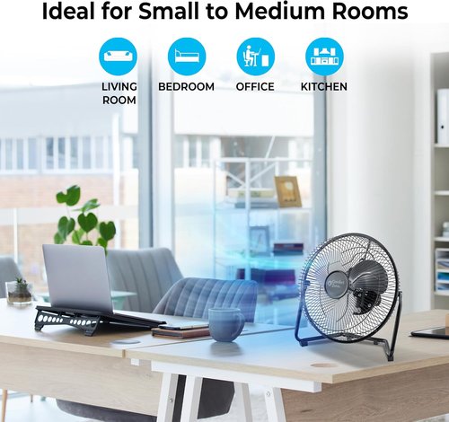 Comfort Zone High-Velocity Desk Fan - 9-Inch All-Metal 3-Speed Turbo Air Circulator | Quiet & Tilt Adjustable for Office & Home