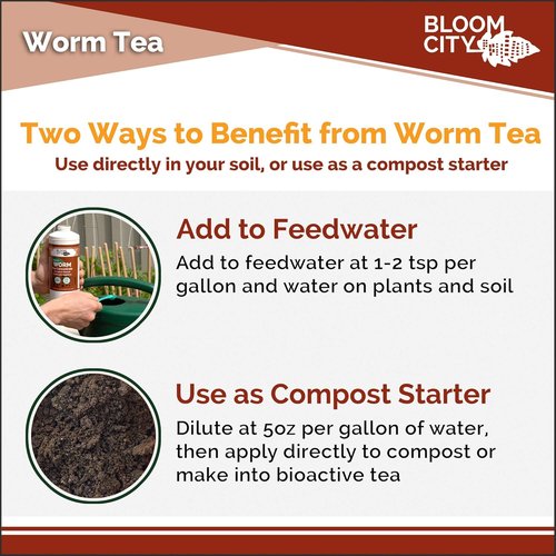 Bloom City Organic Earthworm Tea Concentrate - Compost & Bokashi Booster, Quart (32 oz)