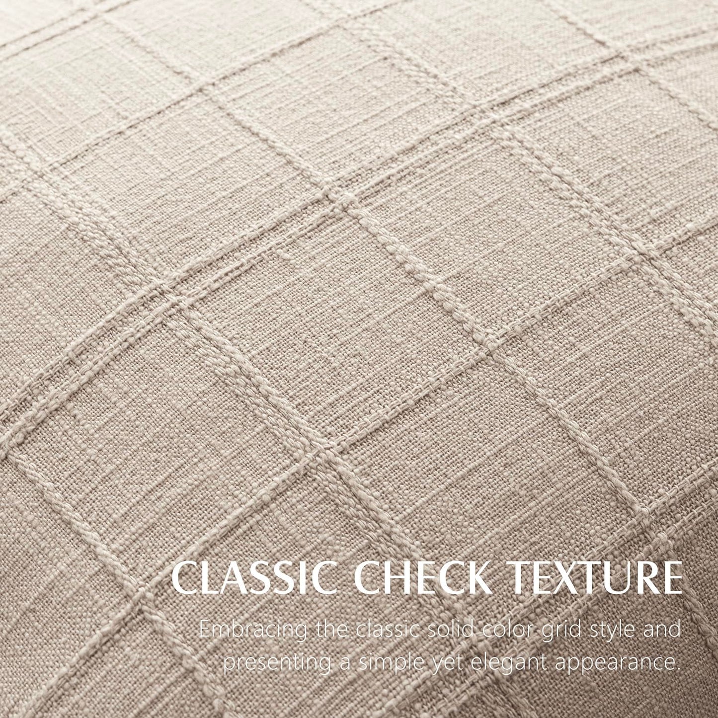Foindtower Set of 2 Decorative Linen Check Throw Pillow Covers Neutral Farmhouse Lumbar Cushion Covers Modern Boho Home Decor for Sofa Chair Couch Bedroom Living Room,12×20 Inch,Natural Linen