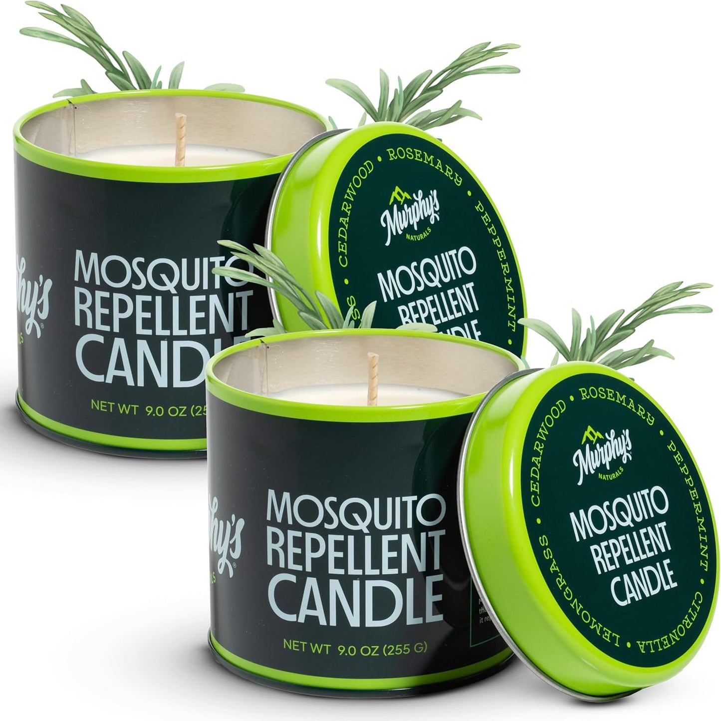 Murphy's Naturals Mosquito Bug Repellent Candles - Citronella & Essential Oils, 30-Hour Burn, 9 oz, 2-Pack