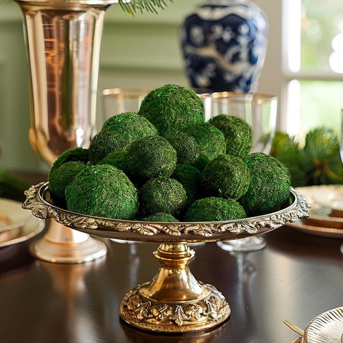 Biubee Decorative Faux Dried Moss Balls - 18 Pack of 6pcs 3.1" & 12pcs 2.2" Handmade Spheres for Home Decor