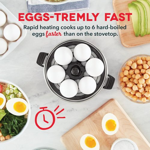Dash Rapid Egg Cooker | Boiler, Poacher & Steamer - Holds 7 Eggs - Dishwasher Safe & Includes Recipe Guide - Black