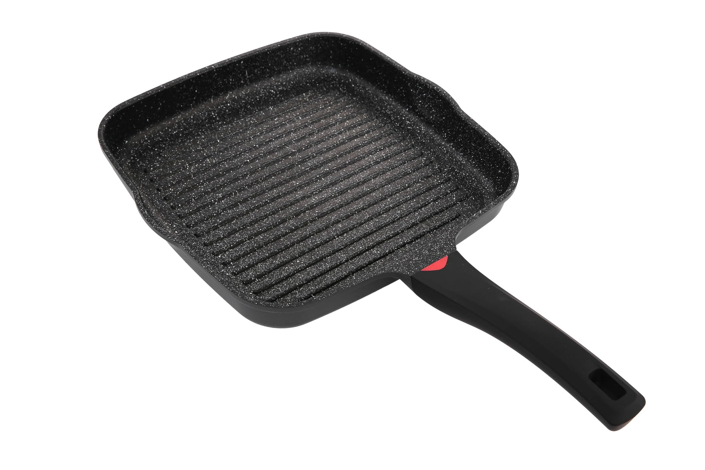 CAINFY 11 Inch Non Stick Grill Pan Granite Coated with Pour Spout - Lightweight 2.66 Quart Grill Pan for Indoor Cooking with Grip Handle - Induction Compatible PFOA Free Stove Top (Black)