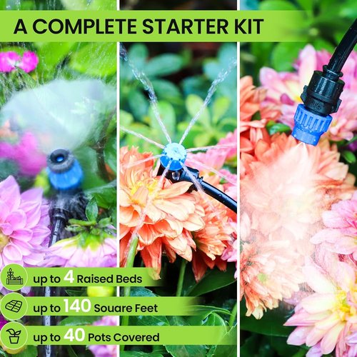Bonviee Drip Irrigation System 230FT - Quick Connect Garden Watering Kit with Adjustable Emitters & Tubing