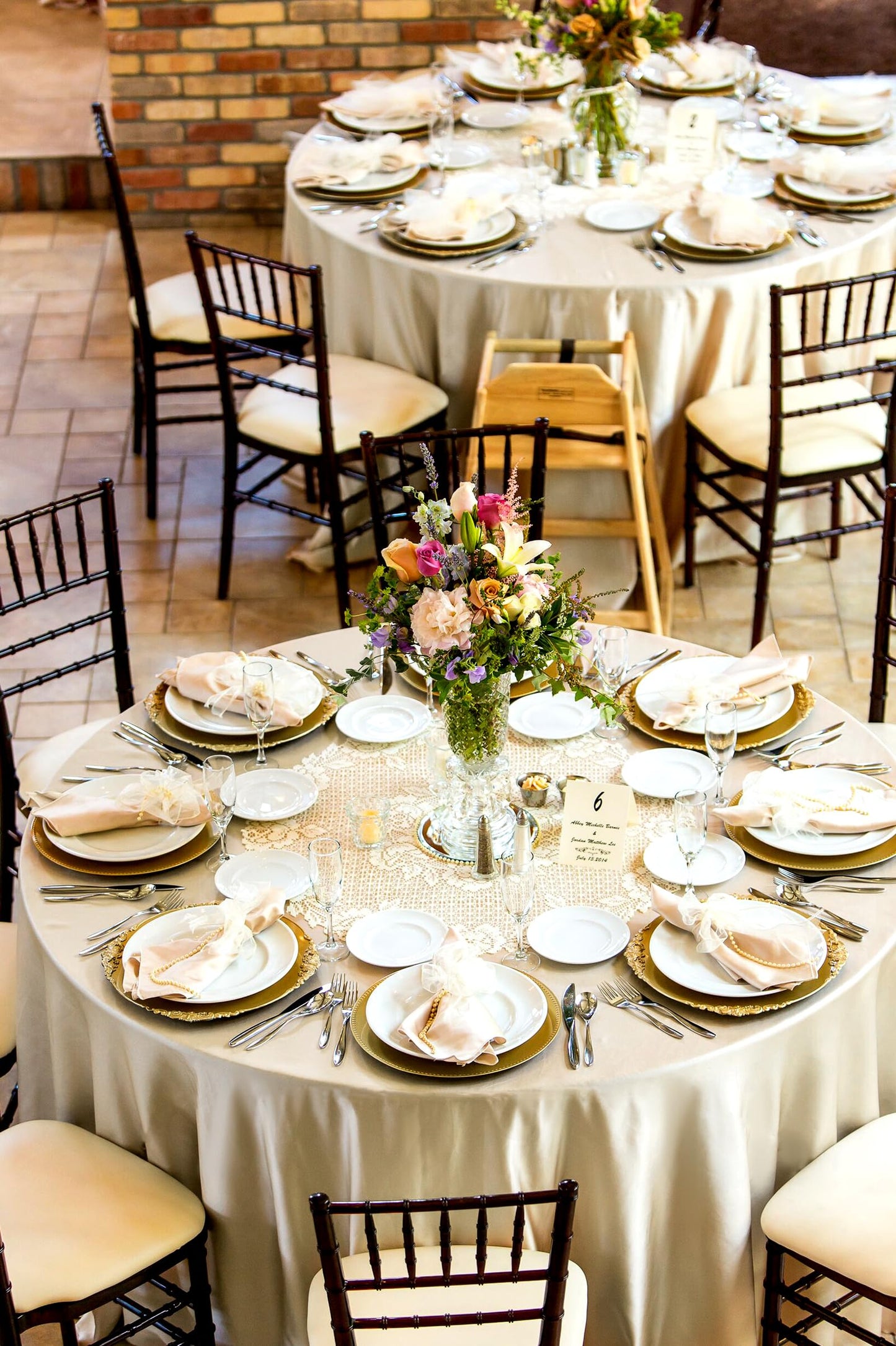 REWOMC 12 Pack 90 Inch Round Tablecloth, Champagne Satin Fabric, Wrinkle & Stain Resistant, Perfect for Weddings & Banquets