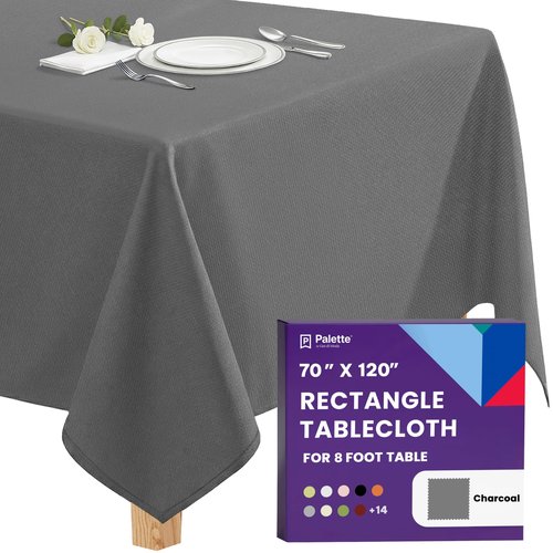 Gee Di Moda Rectangle Tablecloth - 70 x 120 Inch Charcoal Table Cloth for 6 or 8 Foot Rectangle Tables - Heavy Duty Washable Fabric - for Holiday Party, Dinner, Weddings, Baby Shower & Events