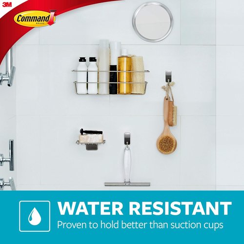 Command | Heavy Duty Shower Caddy - Satin Nickel Finish with 1 Prep Wipe & 4 Water-Resistant Strips