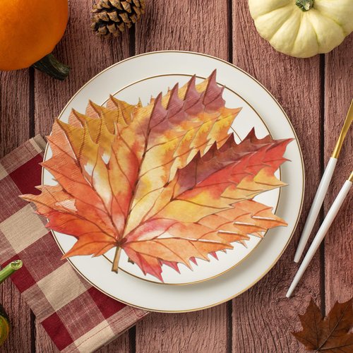 40pcs Fall Leaves Napkins,Thanksgiving Leaves Decor Autumn Leaves Paper Cocktail Napkins Thanksgiving Guest Napkins for Harvest Fall Leaves Decor