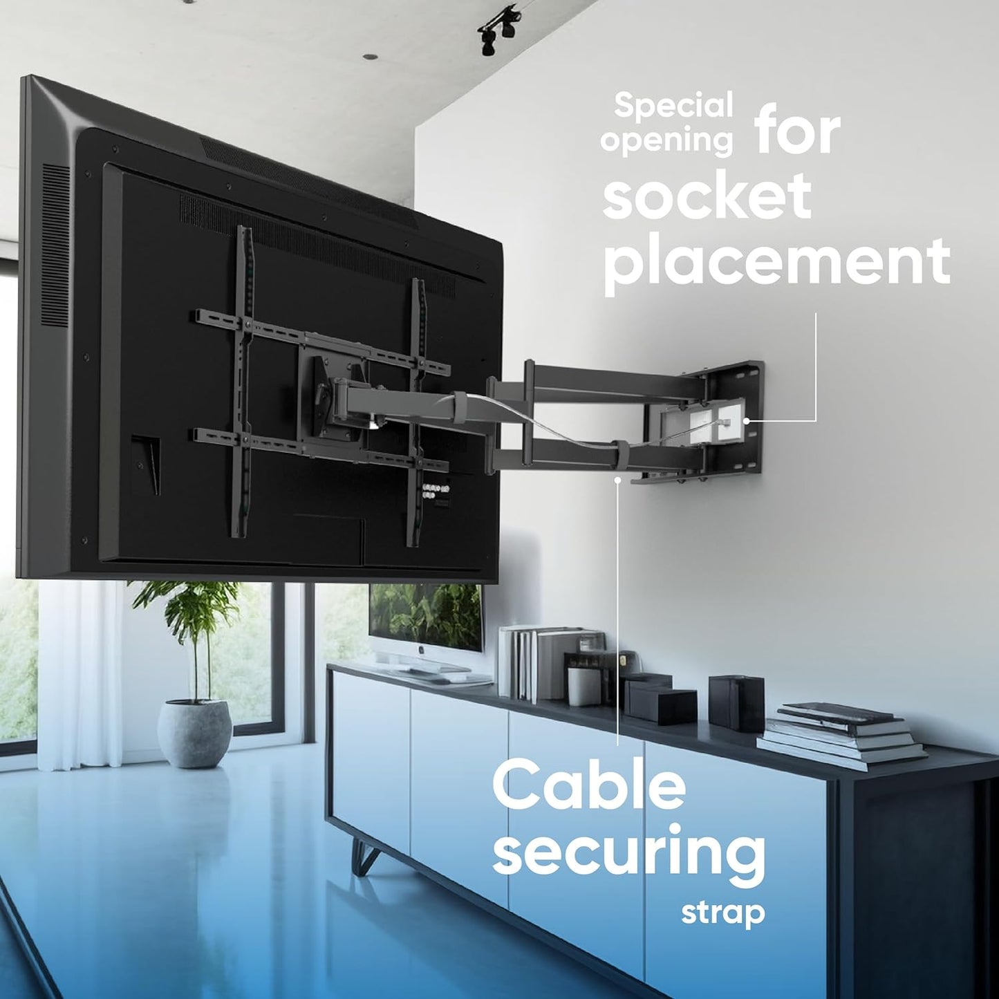 ONKRON Full Motion TV Wall Mount - Heavy Duty Swivel & Tilt for 42-110 Inch TVs, Max VESA 800x600, Black