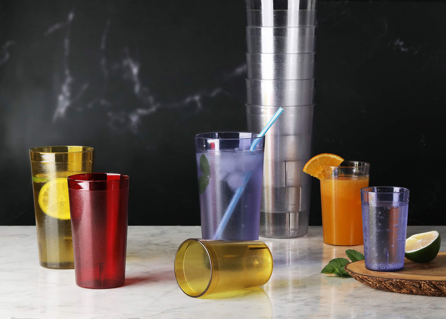New Star Foodservice Restaurant-Grade Polycarbonate Beverage Tumblers, 5 oz, Clear, Set of 12