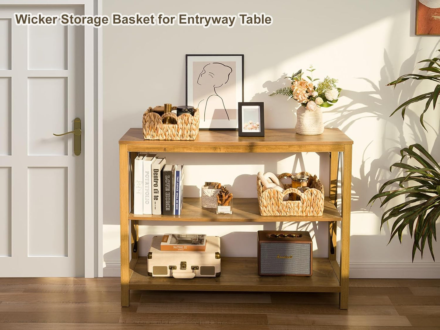 StorageWorks Scalloped Wicker Baskets - Stylish Rattan Storage Bins with Handles | 2-Pack for Organizing & Decor