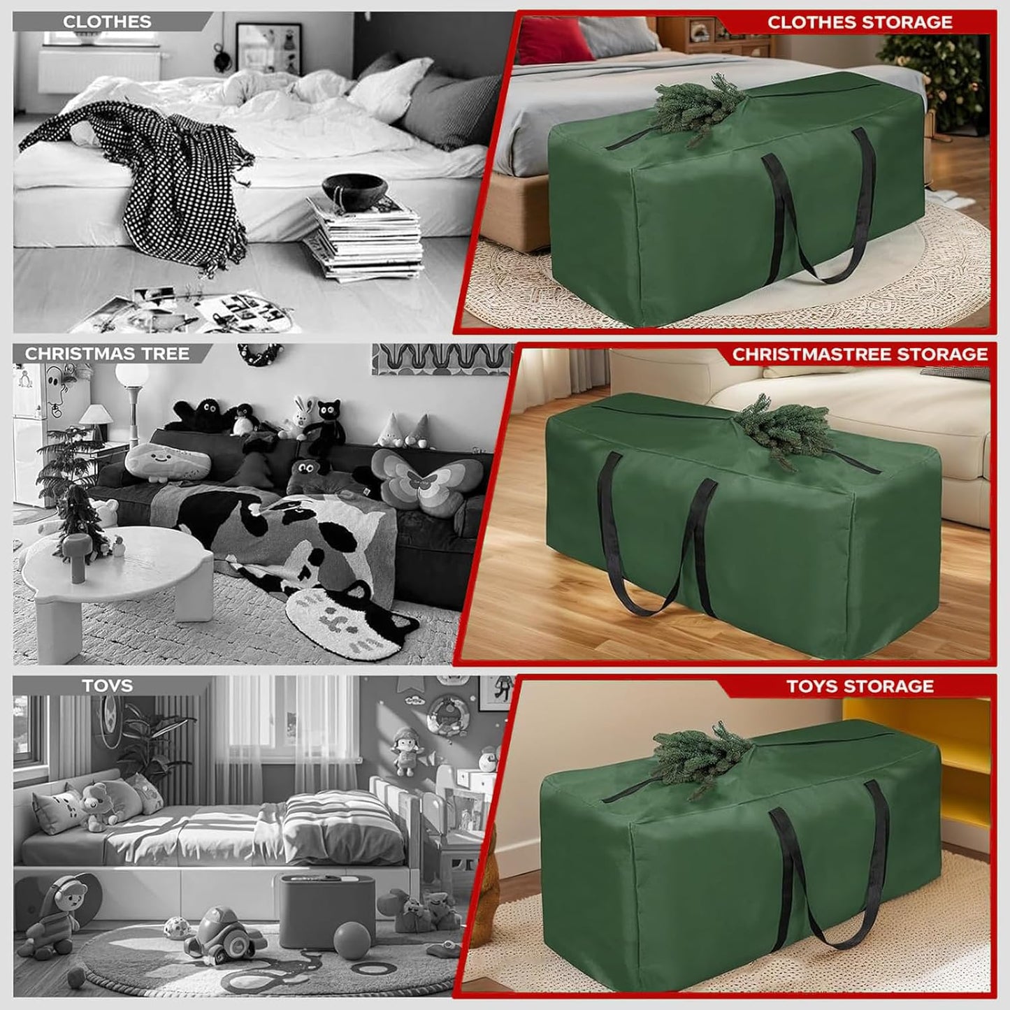 Skiennix Extra Large Christmas Tree Storage Bag - Waterproof Heavy-Duty 68” L x 20” H x 30” W for 9-12 Ft Trees