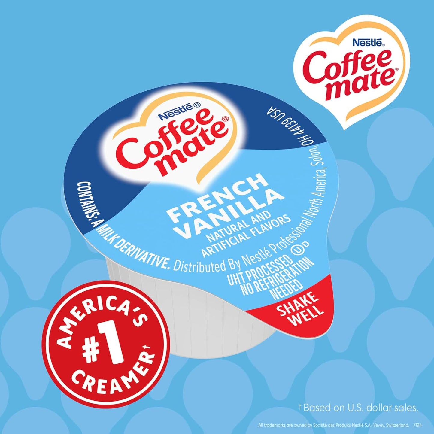 Nestle Coffee Mate French Vanilla Coffee Creamer - Non-Dairy Liquid Singles, 0.375 Fl Oz Tub (Pack of 180)