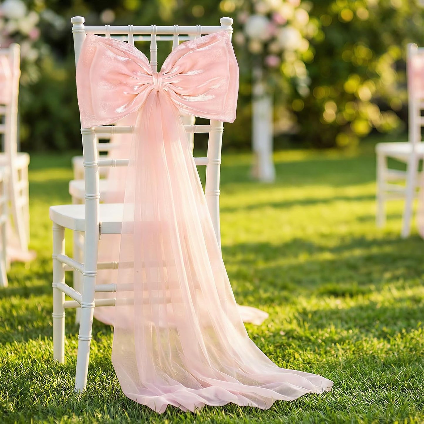 Skiennix 13Pcs Large Pink Pearl Silk Satin Bow Set - 17x55 Inch Giant Bow with 12 Small Satin Bows for DIY Wedding & Baby Shower Decor