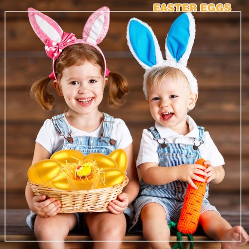 12 Pcs 6 Inch/ 8 Inch Golden Easter Eggs Plastic Jumbo Fillable Easter Eggs for Egg Hunt Game Easter Party Favors Decoration (Golden-6 Inch)