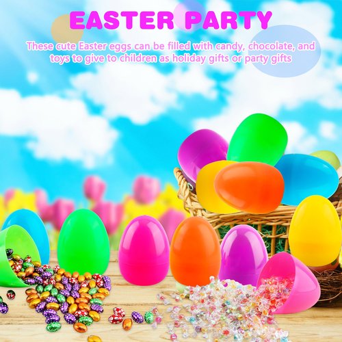 4 Inch Plastic Fillable Easter Eggs 36/54/ 66/78 pcs Large Colorful Easter Egg Big Flat Bottom Eggs Bulk for Easter Basket Fillers Egg Hunt Party Supplies (66 Pcs (6 Color) - Flat Bottom (4 Inch))