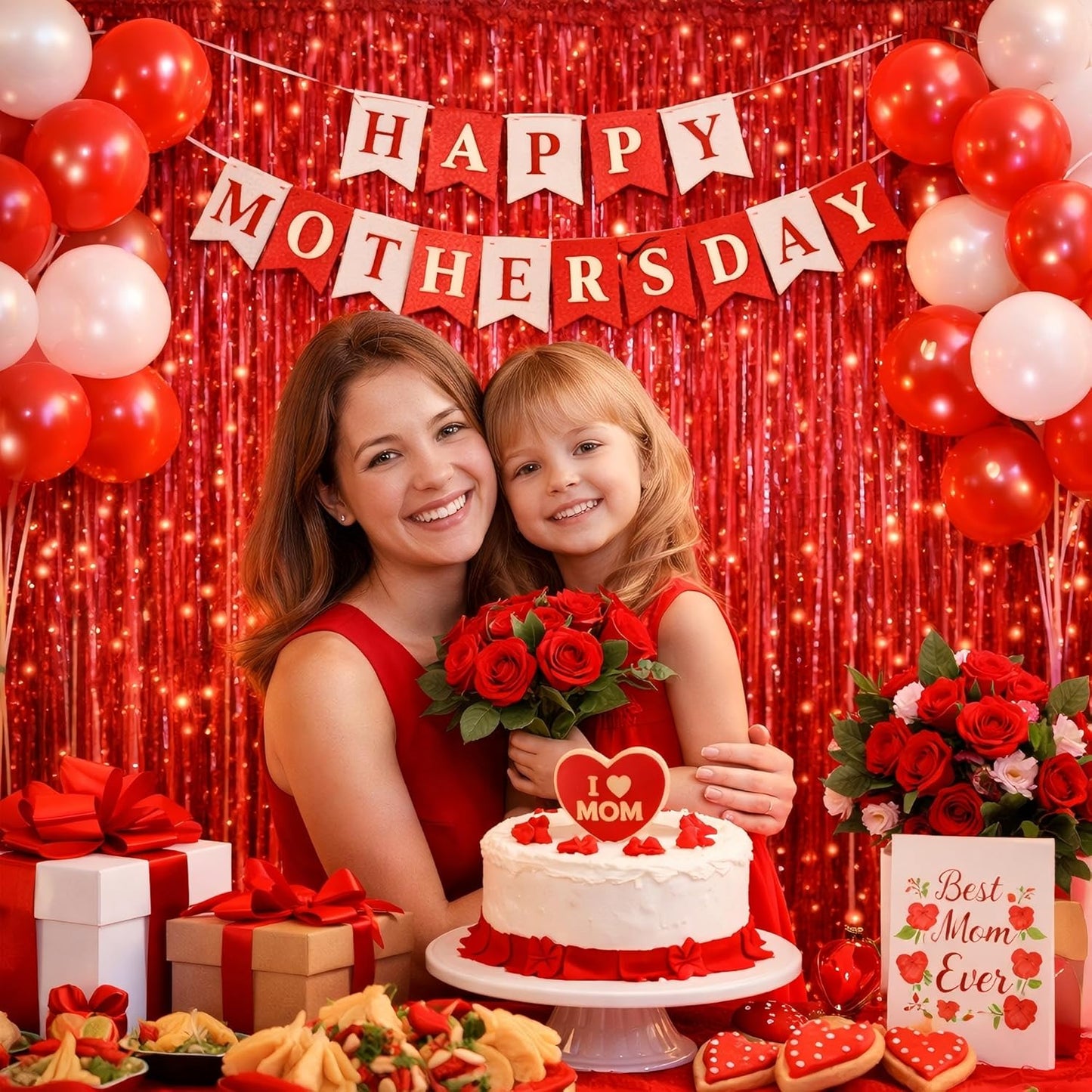 Red Foil Fringe Curtain | 3 Pack 3.2 x 8.2 Ft Shiny Tinsel Backdrop for Party Decor & Photo Booth
