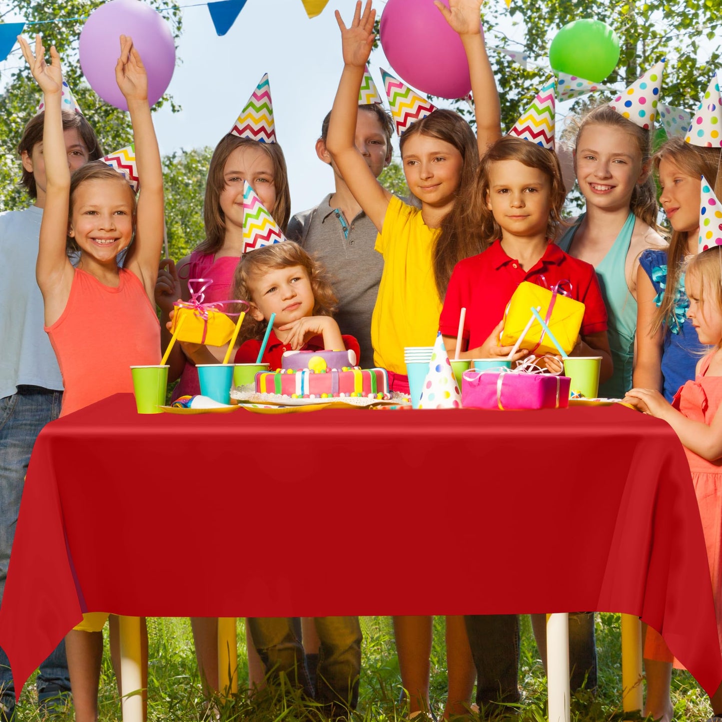12 PCS Red Disposable Plastic Tablecloth, Party Red Plastic Table Cloth Disposable, Waterproof Smooth Table Cover, 54 X 108 IN Table Cloth Rectangle Table for Outdoor Events Birthdays Weddings Picnics