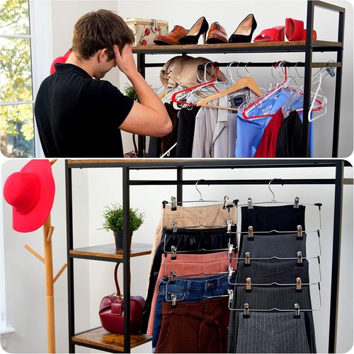 DEILSY™ 5-Tier Skirt Hangers - Space-Saving Metal Clips for Closet Organization | 3-Pack