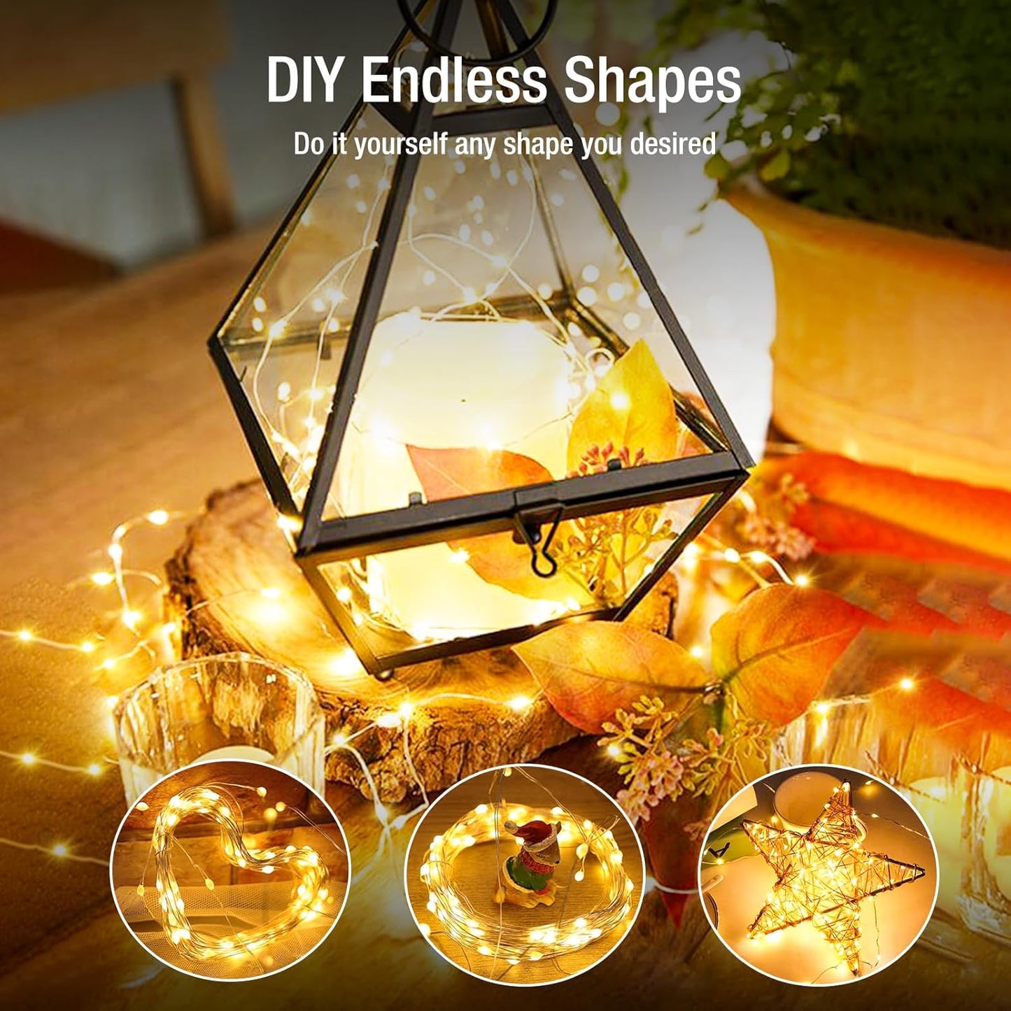 Skiennix 50 Pack Fairy Lights - 7ft Battery Operated Mini Twinkle Lights | Waterproof Warm White for Crafts & Decor