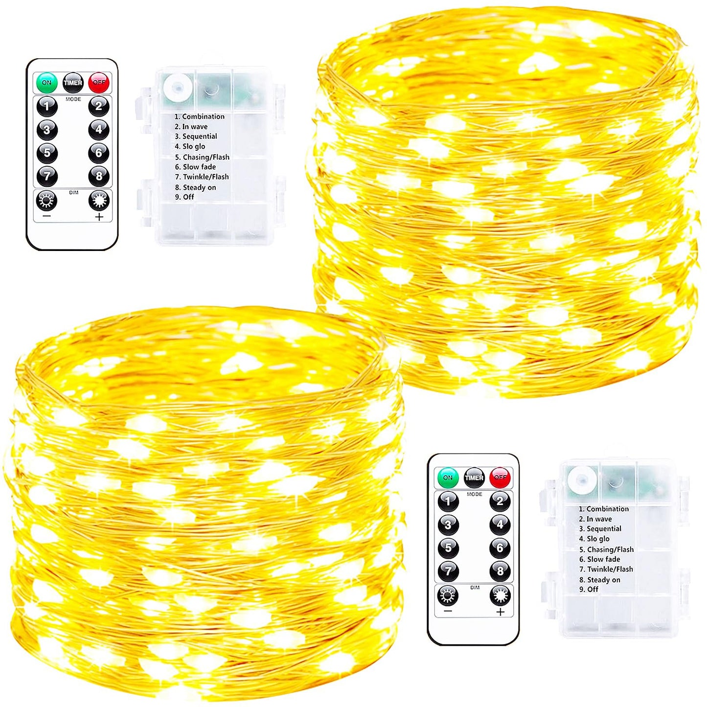 2 Pack 140Ft 400 LED Fairy Lights Battery Operated with Remote & Timer, Silver Wire Twinkle Lights Outdoor Indoor, Waterproof Fairy String Lights for DIY Bedroom Christmas Parties Tree Garden Decor