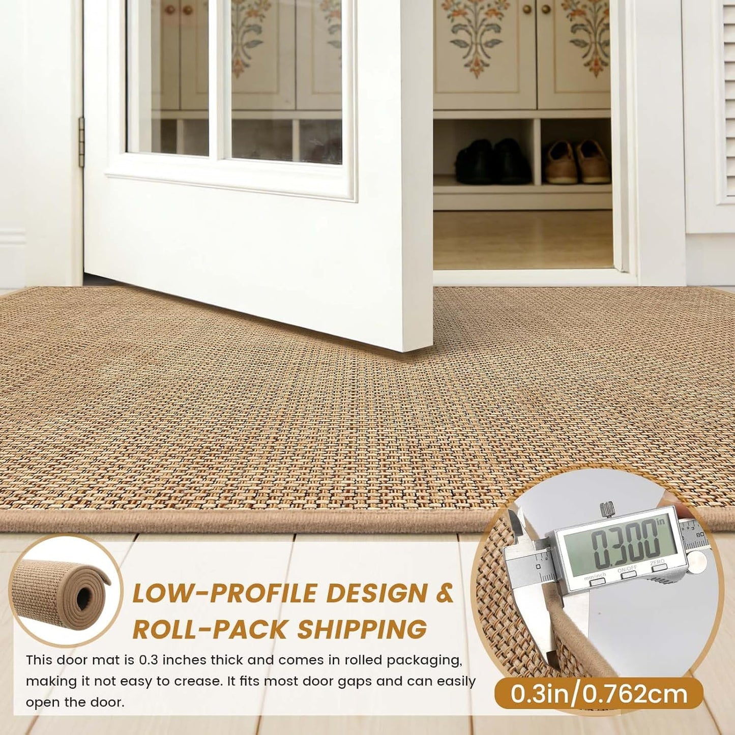 SMILOOL Indoor Entrance Mat - Non-Slip, Dirt Resistant & Absorbent | 17" x 30", Beige Doormat