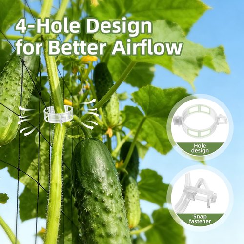 CLEANGOR Plant Support Clips - 300 Pcs Reusable Plastic Trellis Clips for Tomatoes, Cucumbers & Vines
