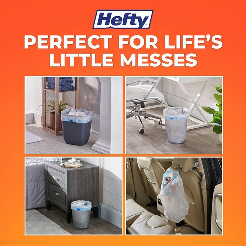 Hefty Small Trash Bags - Fabuloso Watermelon Scent | 4 Gallon, 52 Count for Odor Control