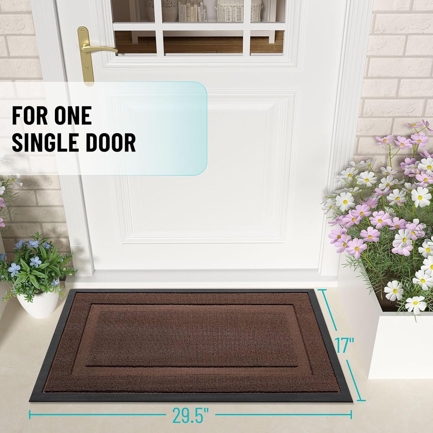 OLANLY Waterproof Front Door Mat - All-Season Indoor/Outdoor Doormat, Easy Clean, 47x17, Chocolate Brown