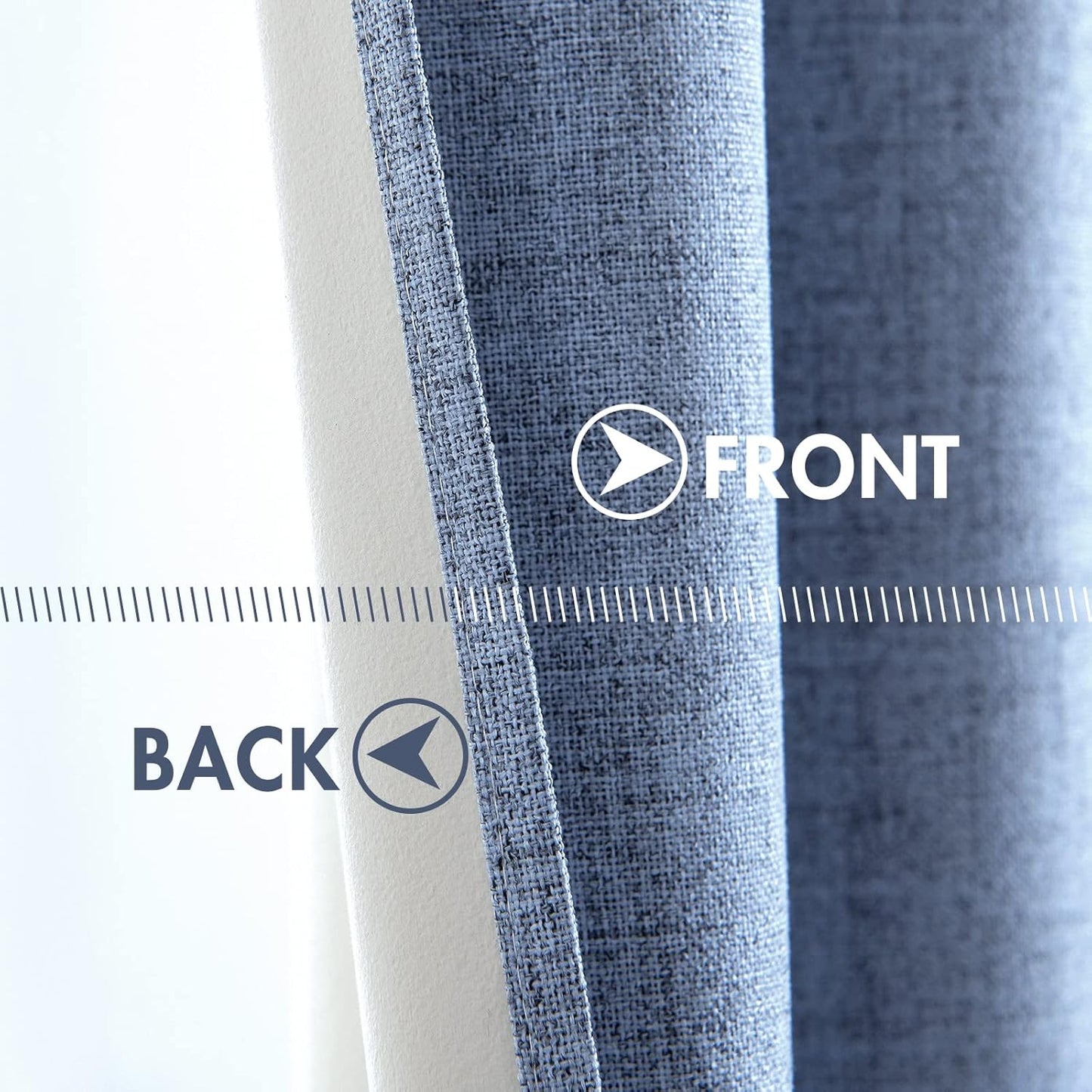 MIULEE Linen Blackout Curtains - 100% Room Darkening Thermal Insulated Grommet Panels | 42" x 84" Stone Blue