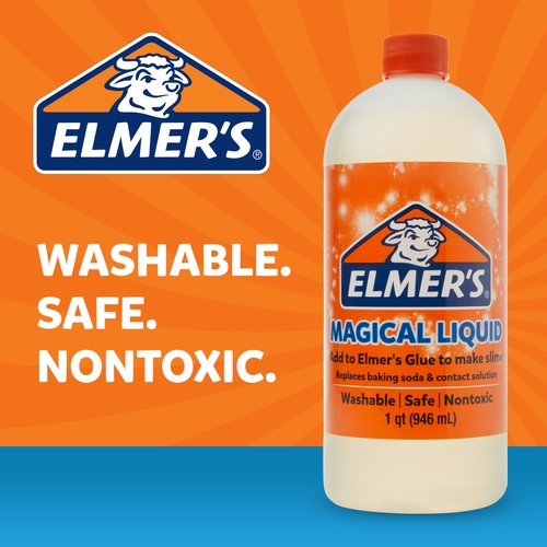 Elmer's Magical Liquid, Slime Activator Solution, Updated Formula for Double Slime Output, Safe and Washable, 1 Quart