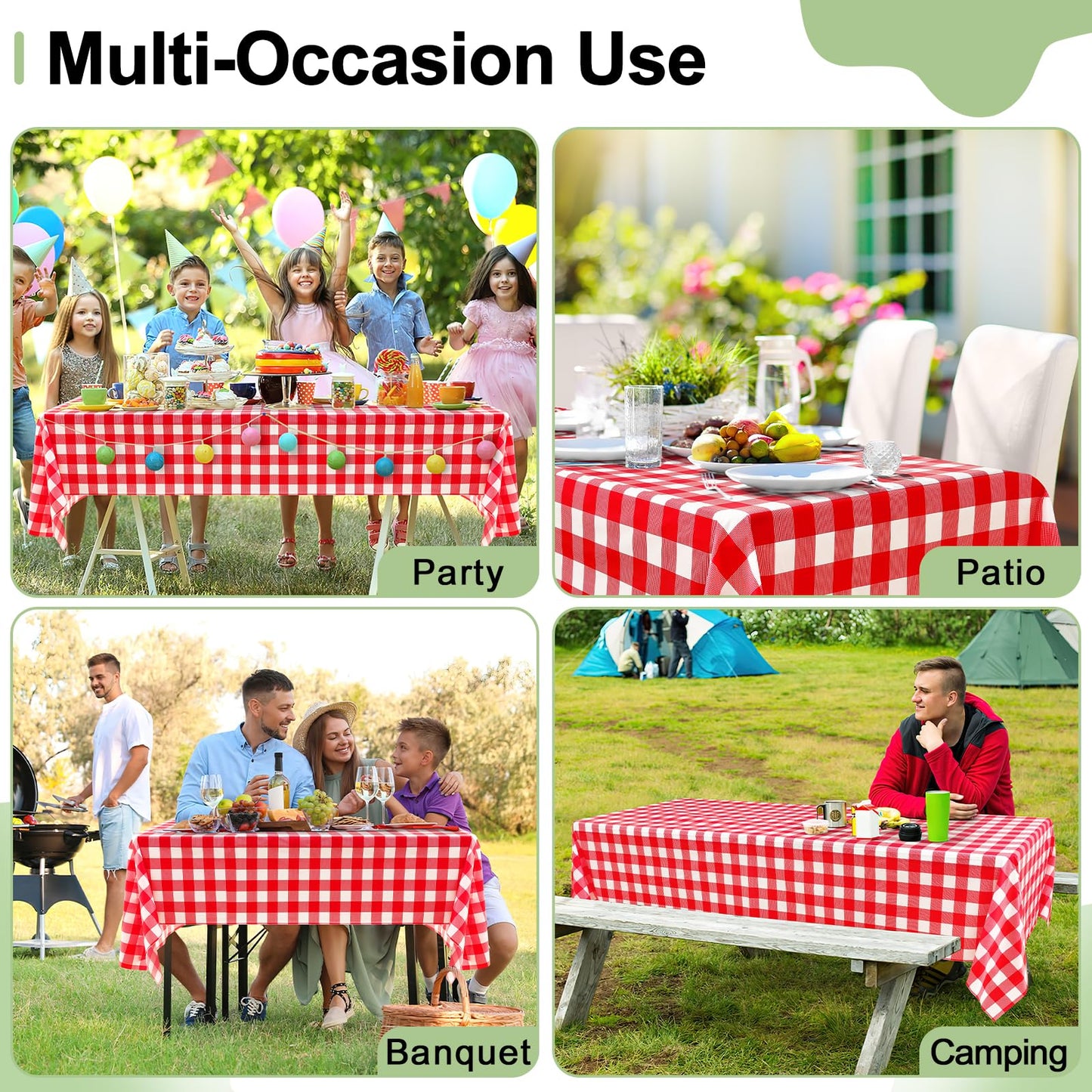 misaya 10 Packs Buffalo Disposable Table Cloth, 54 x 108 Inch Waterproof Plastic Tablecloth, Rectangle Red and White Checkered Table Covers for Picnic, Birthday, 4th of July Party