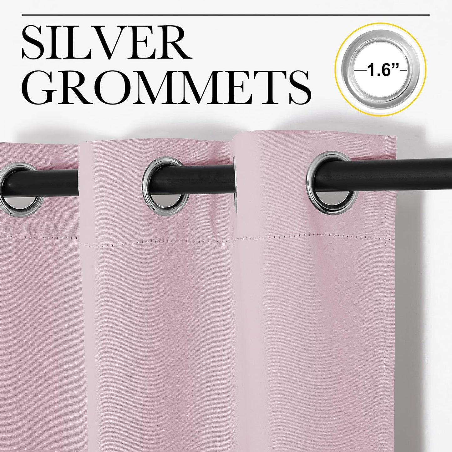 NICETOWN Baby Pink Blackout Curtains - Thermal Insulated Drapes for Bedroom | 78 Inches Long, 2 Panels, 55 Inches Wide