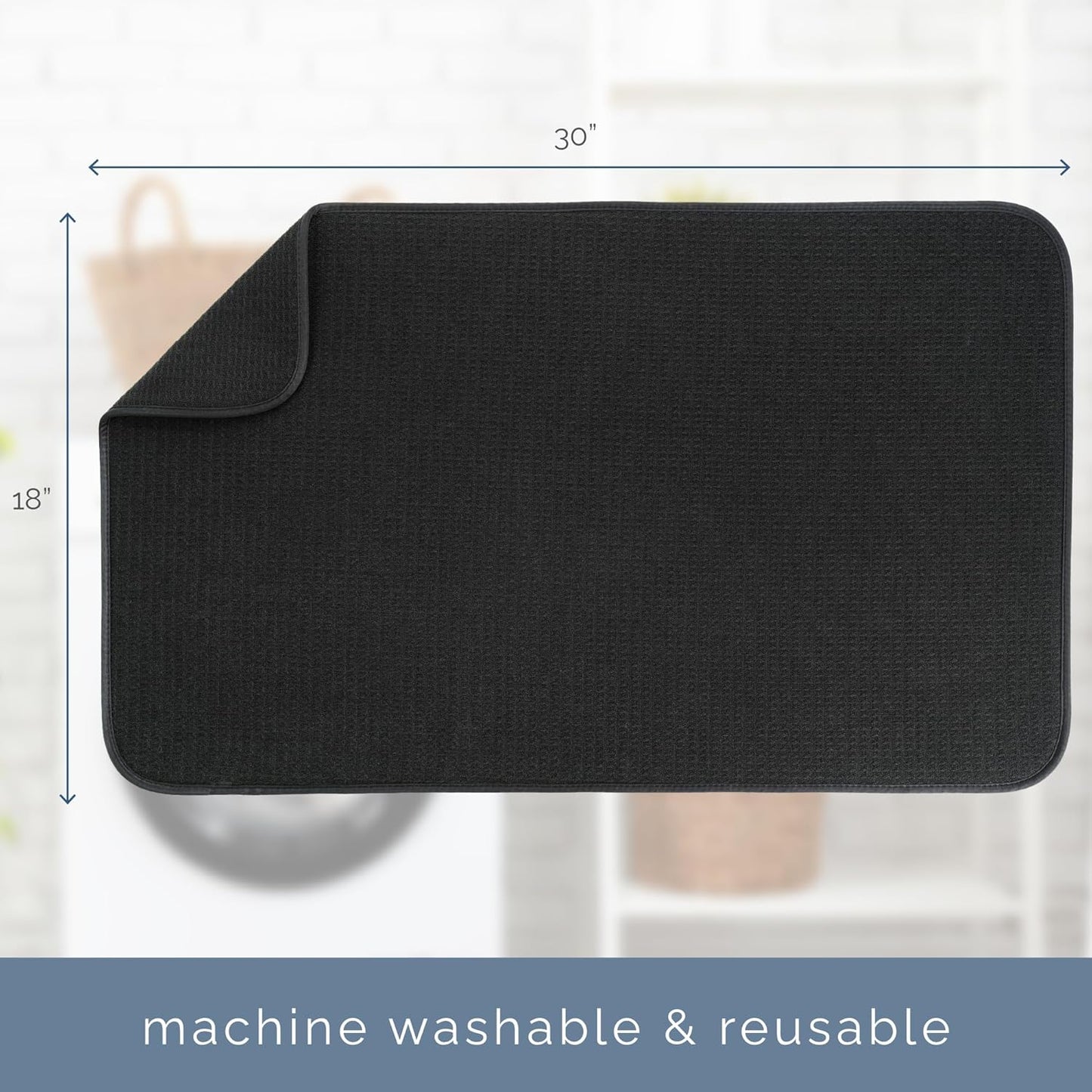 S&T INC. Jumbo Dish Drying Mat - Absorbent Microfiber Kitchen Counter Pad, 18” x 30”, Black
