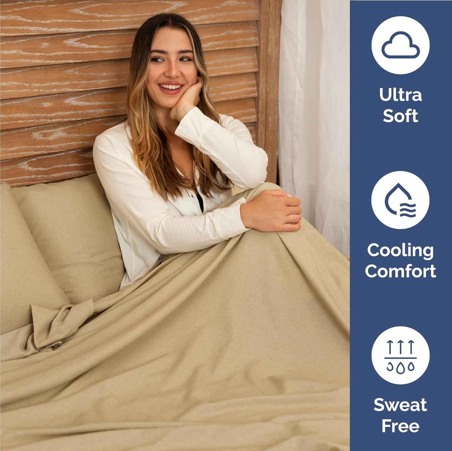 Skiennix Twin Size 3 Piece Sheet Set - Comfy Cooling Bed Sheets | Luxury Soft & Wrinkle-Free Tan