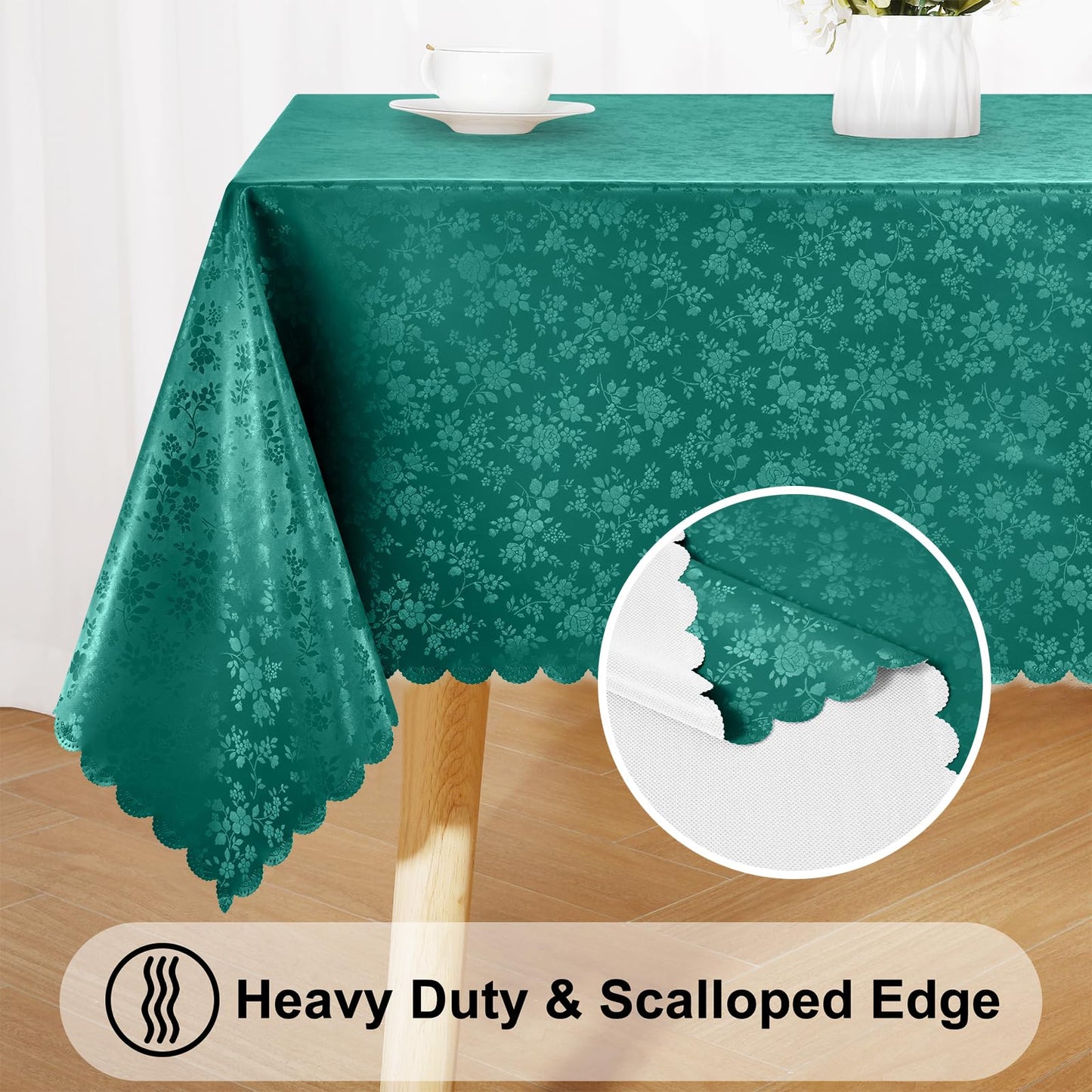 Smiry Rectangle Table Cloth, Waterproof Heavy Duty Vinyl Tablecloths, Wipeable Washable Table Cover for Kitchen and Dining Room (Christmas Green, 60" X 84")