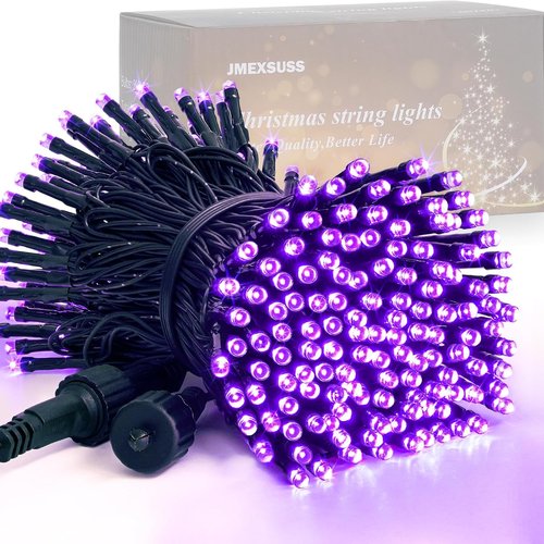 JMEXSUSS 200 LED Purple Christmas Lights - 66ft Connectable String Lights with 8 Modes for Indoor/Outdoor Decor