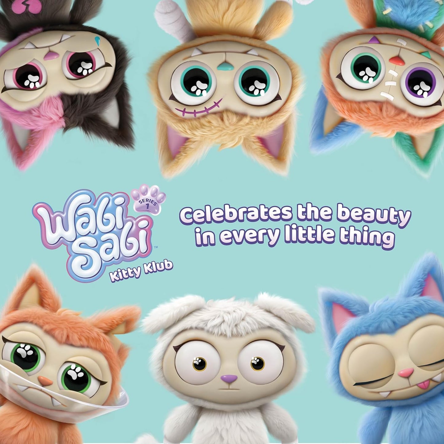 Relatable WabiSabi Kitty Club Blind Box - Soft Collectible Plush Keychain Figures for Kids & Teens | Includes 1 Mystery Plush