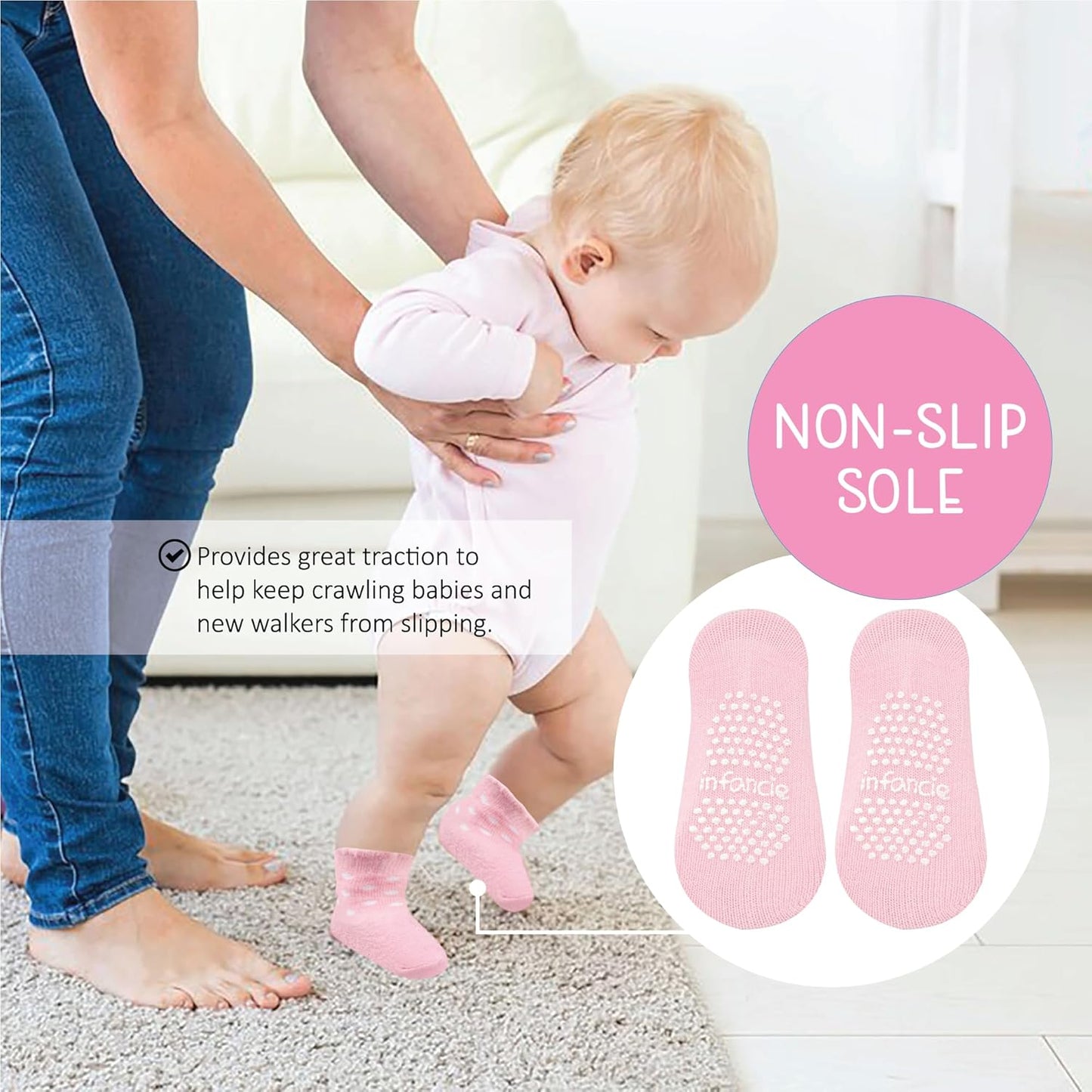 Organic Cotton Baby Socks - GOTS Certified Soft & Breathable | 6 Pairs for Newborn Girls 0-6 Months
