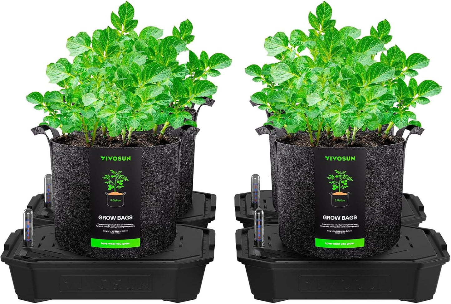 VIVOSUN Self-Watering Pots - 4-Pack FlexFeed with Auto Irrigation & Water Meter | Indoor/Outdoor Use